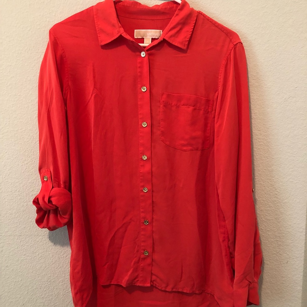 MICHAEL Michael Kors Silk Coral Hi-Lo Blouse